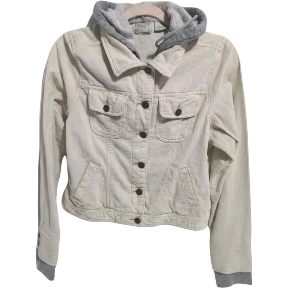 Periscope corduroy hooded jacket Womens L Y2K Trucker Utility Cargo Cropped